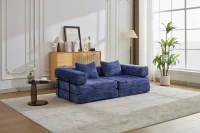 Boden-Schlafsofa, klappbar und modular, Chenille, 200x100x63 cm, Dunkelblau(m-11)