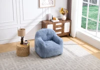 Sitzsack-Sessel mit Armlehnen, Kunstfellbezug und hochelastischer Schaumstofffüllung, für Wohnzimmer und Leseecke, 95x95x79 cm, Blau(m-19)