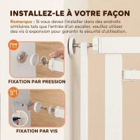PawHut Barrière de Sécurité Chat Barrière Chien Extra-Haute 112-200cm Réglable Anti-Saut Double Sens Acier 70x200 cm Blanc(m-7)