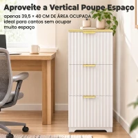 HOMCOM Arquivador Vertical com 3 Gavetas e Barras Ajustáveis para Pastas A4, Móvel de Escritório 39,5 x 40 x 103 cm, Branco(m-6)