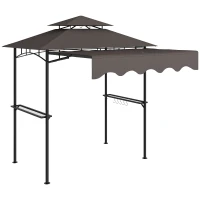 Outsunny Grillpaviljoen 242x149x248 cm Waterafstotend Vlamvertragend Tuinpaviljoen met Dubbellagig Dak Koffie(m-11)