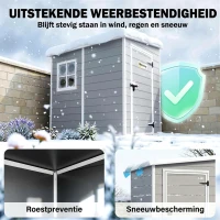 Outsunny Tuinschuur Metaal, Aluminium, Ruime Tuinschuur Met Slot, Ventilatie En Daglicht, 122x149x192/177 Cm, Grijs(m-6)