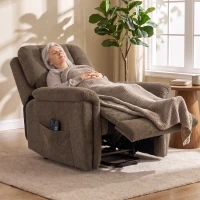 HOMCOM Fauteuil Releveur Électrique Massage et Chaleur Fauteuil Relax Électrique Velours Port USB Dossier Inclinable Marron(m-10)