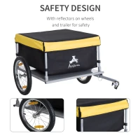 HOMCOM Two-Wheel Bicycle Large Cargo Wagon Trailer Oxford Fabric, Folding Storage, & Removable Cover, Yellow(m-7)