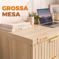 HOMCOM Secretária para Computador 120 cm com Gaveta, Armário Reversível, Prateleira Ajustável e Tampo Espesso, Carvalho(m-5)
