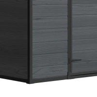 Outsunny 8 x 4 ft Resin Garden Shed, Wood-Effect Outdoor Storage Shed with Floor, Windows, Lockable Doors and Vents, Dark Grey(m-11)