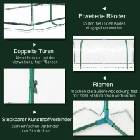 Outsunny kas, kweekkas met deur, koude kas, plantenkas, plantenteelt, staal PVC, 200 x 100 x 80 cm(m-5)
