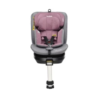 Jovikids drehbarer Kindersitz mit ISOFIX, i-Size, Liegefunktion und Nutzung ab Geburt bis 12 Jahre, Rosa+Grau(m-7)