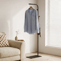 HOMCOM Clothing Rack with 3 Side Hooks, Garment Rack with Marble Base, 45 x 25 x 169 cm, for Bedroom, Bathroom, Black(m-14)