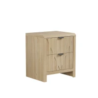 Nachttisch in Eichenoptik mit Schublade, 3D-Riffelung und Metallgriffen, Mid-Century-Modern-Stil, Eiche(m-9)