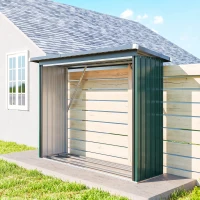 Outsunny Abri-bûches Couvert Support pour Bois de Chauffage Plancher Surélevé Toit Incliné, Acier Galvanisé 213x66,5x150cm Vert(m-2)