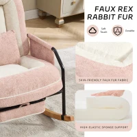 Fauteuil à bascule grand format, dossier réglable et repose-pieds escamotable, poches latérales, coussin rembourré, intérieur et extérieur, Rose(m-3)