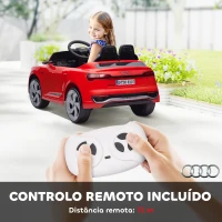 AIYAPLAY Carro Elétrico para Crianças Carro Audi Q8 Etron Sportback Infantil 12V Faróis Buzina e Música 98x49,5x43 cm Vermelho(m-5)