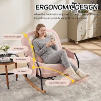 Fauteuil à bascule grand format, dossier réglable et repose-pieds escamotable, poches latérales, coussin rembourré, intérieur et extérieur, Rose(m-6)