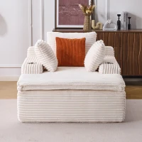 Schlafsofa mit Ottomane, werkzeuglose Einrichtung, hochdichter Schaumstoff, 2-in-1-Kissen, 165x112x63 cm, Beige(m-2)