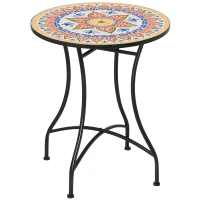 Outsunny tuintafel mozaïek tafel ronde bistrotafel bijzettafel rood Ø60 cm(m-10)