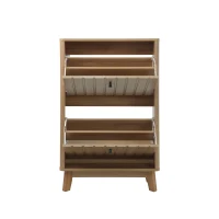 Schuhschrank mit Kippschutz und Doppeltüren, 60x24x94 cm, Eiche(m-9)