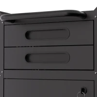 Armoire à outils mobile étroite en métal, porte verrouillable, 2 tiroirs et roulettes pivotantes, Noir(m-11)