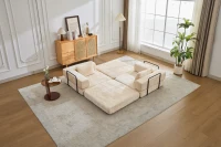 Wandelbares modulares Boden-Schlafsofa aus Chenille, klappbare Sofa- und Matratzenfunktion, 200x100x63 cm, Beige(m-16)