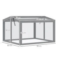 Outsunny Kweekbak Minikas Broeikas met Deksel van Hout en Polycarbonaat Weerbestendig Lichtgrijs 90 x 80 x 58 cm(m-3)