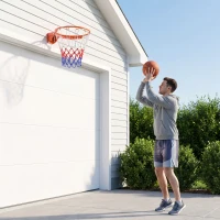 SPORTNOW Arceau de Basket Mural avec Filet Résistant aux Intempéries Robuste pour Intérieur et Extérieur 50 x 62 x 12 cm Rouge(m-9)