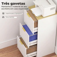 HOMCOM Arquivador Vertical com 3 Gavetas e Barras Ajustáveis para Pastas A4, Móvel de Escritório 39,5 x 40 x 103 cm, Branco(m-4)