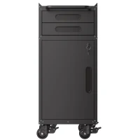 Armoire à outils mobile étroite en métal, porte verrouillable, 2 tiroirs et roulettes pivotantes, Noir(m-14)