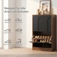 Schuhschrank mit 2 Klappen, schmale Bauform, modernes Skandi-Design, verstellbare Trennwände, Schwarz(m-5)