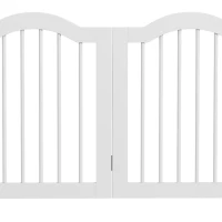 PawHut Opvouwbaar Hondenhek, 4 Panelen, voor Trappen, Gangen, Deuren, MDF/Massief Hout, Wit(m-13)