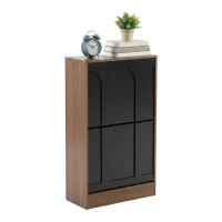 Schuhschrank mit 2 Klappen, schmale Bauform, modernes Skandi-Design, verstellbare Trennwände, Schwarz(m-9)