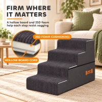 PawHut Dog Steps, 4-Step Dog Stairs for Bed and Sofa, Pet Stairs with Carry Handle, Washable Cover(m-5)