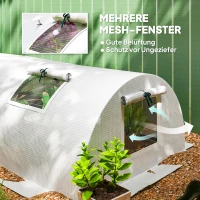 Outsunny FolieKas, Mini-Tunnelkas met Meshramen, UV-bestendig, Kunststof Folie, 300 x 80 x 45 cm, Wit(m-5)