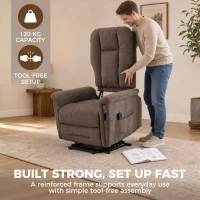 HOMCOM Fauteuil Releveur Électrique Massage et Chaleur Fauteuil Relax Électrique Velours Port USB Dossier Inclinable Marron(m-8)
