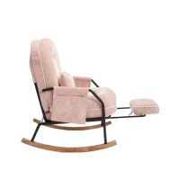 Fauteuil à bascule grand format, dossier réglable et repose-pieds escamotable, poches latérales, coussin rembourré, intérieur et extérieur, Rose(m-26)