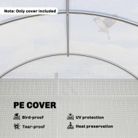 Outsunny Greenhouse Replacement Cover ONLY Winter Garden Plant PE Cover with Roll-up Windows Door, 6 x 3 x 2m White(m-6)