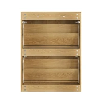 Schuhschrank mit 2 Kippfächern, verstellbaren Einlegeböden, Staubschutz und Kippschutz, 60 x 24 x 80 cm, Eiche(m-11)