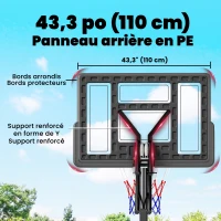 SPORTNOW Panier de Basket Extérieur Portable, Hauteur Réglable 2,35-3,05 m, Base Stable Remplissable, Sac de Poids, Roues, Noir(m-9)