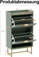 Schuhschrank mit 2 Klappen, schmal, mit Kippschutz und verstellbaren Trennwänden, 50x24x103,5 cm, Grün(m-2)
