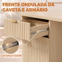 HOMCOM Secretária para Computador 120 cm com Gaveta, Armário Reversível, Prateleira Ajustável e Tampo Espesso, Carvalho(m-7)