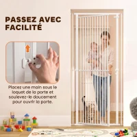 PawHut Barrière de Sécurité Chat Barrière Chien Extra-Haute 112-200cm Réglable Anti-Saut Double Sens Acier 70x200 cm Blanc(m-6)