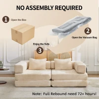 Wandelbares modulares Boden-Schlafsofa aus Chenille, klappbare Sofa- und Matratzenfunktion, 200x100x63 cm, Beige(m-8)