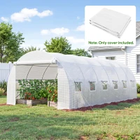 Outsunny Greenhouse Replacement Cover ONLY Winter Garden Plant PE Cover with Roll-up Windows Door, 6 x 3 x 2m White(m-13)