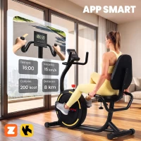 SPORTNOW Cyclette Orizzontale Magnetica Con Schienale E Monitor LCD e Bluetooth, Nero(m-3)