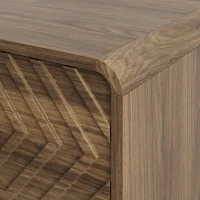 Nachttisch mit zwei Schubladen, geometrischem 3D-Relief, abgerundeten Kanten, 48x38x56 cm, Walnussbraun(m-10)