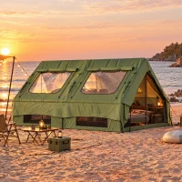 Outsunny Opblaasbare Tent 8-10 Personen Snelle Opzet 4-Seizoenen Waterdicht Krasbestendig Tent met Kachelopening Dakramen(m-9)