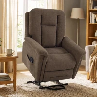 HOMCOM Fauteuil Releveur Électrique Massage et Chaleur Fauteuil Relax Électrique Velours Port USB Dossier Inclinable Marron(m-15)