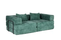 Wandelbares Bodenschlafsofa, modulares Design, Chenillebezug, ohne Montage, 200x100x63 cm, Dunkelgrün(m-19)