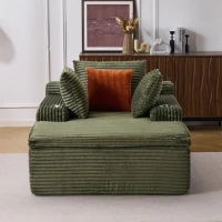 Schlafsofa als Bodensofa mit Longchair, rahmenlos, hochdichter Schaumstoff, 165x112x63 cm, Grün(m-2)