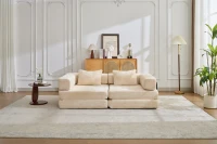 Wandelbares modulares Boden-Schlafsofa aus Chenille, klappbare Sofa- und Matratzenfunktion, 200x100x63 cm, Beige(m-10)