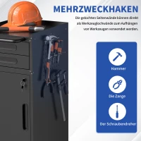 Armoire à outils mobile étroite en métal, porte verrouillable, 2 tiroirs et roulettes pivotantes, Noir(m-6)